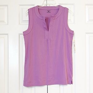 NWT! Jones New York Sport Lavender Sleeveless V-Neck 100% Cotton Top. Medium